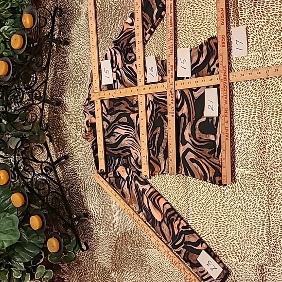 Shein Brown/Preve Marbled Print Long Sleeve Mock T-neck Top Size: M - Picture 14 of 14